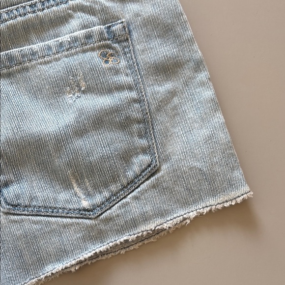 Jessica Simpson Light Blue Jean Shorts Distressed Crochet Lace Patchwork Size 28 - Picture 14 of 16